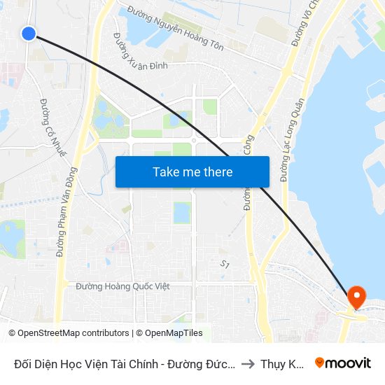 Đối Diện Học Viện Tài Chính - Đường Đức Thắng to Thụy Khuê map