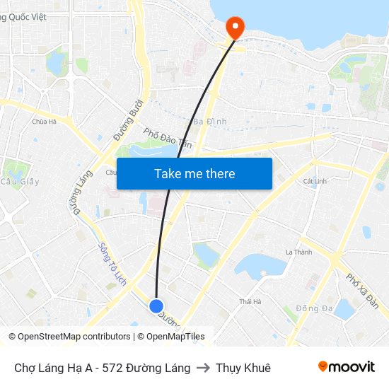 Chợ Láng Hạ A - 572 Đường Láng to Thụy Khuê map