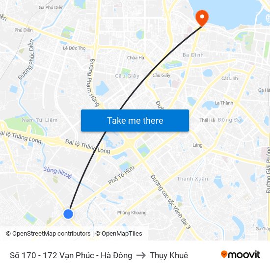 Số 170 - 172 Vạn Phúc - Hà Đông to Thụy Khuê map