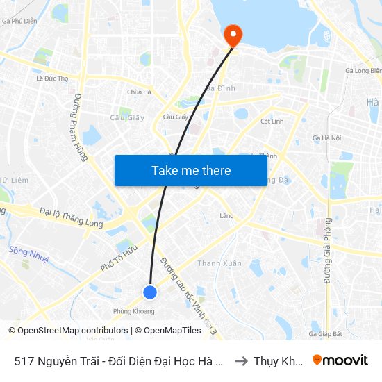 517 Nguyễn Trãi - Đối Diện Đại Học Hà Nội to Thụy Khuê map