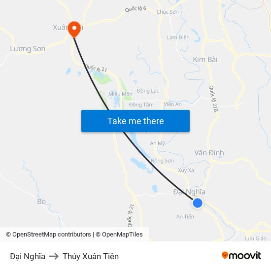 Đại Nghĩa to Thủy Xuân Tiên map