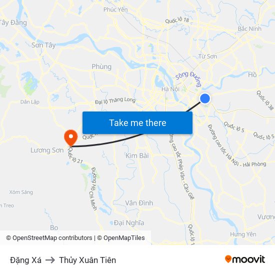 Đặng Xá to Thủy Xuân Tiên map