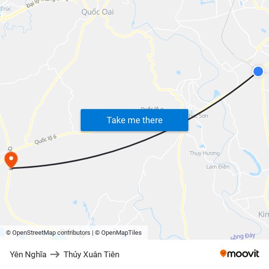 Yên Nghĩa to Thủy Xuân Tiên map