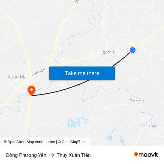 Đông Phương Yên to Thủy Xuân Tiên map