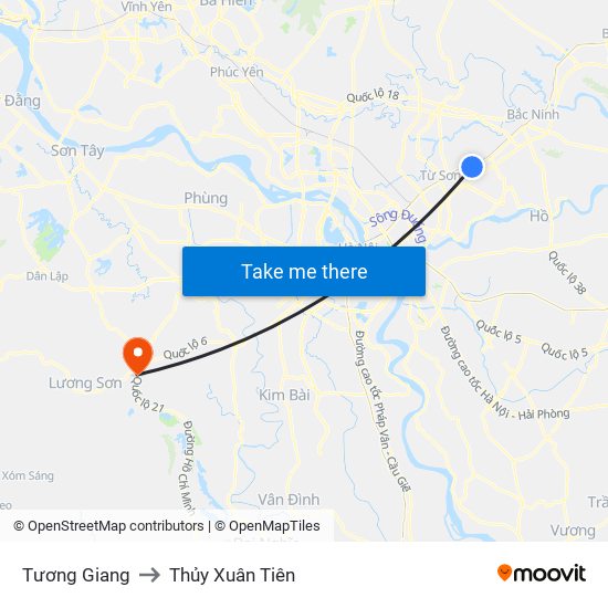 Tương Giang to Thủy Xuân Tiên map