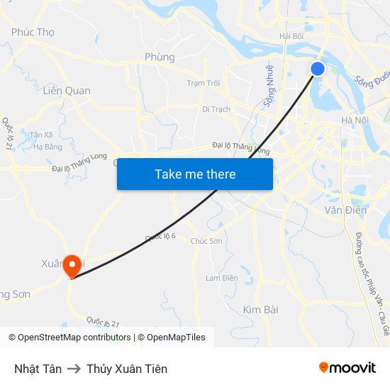 Nhật Tân to Thủy Xuân Tiên map