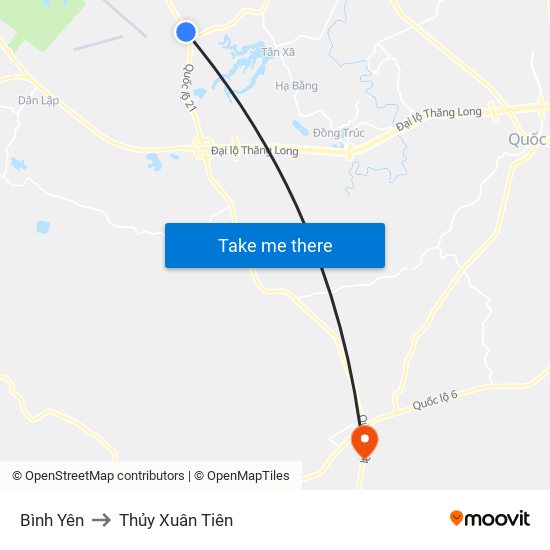 Bình Yên to Thủy Xuân Tiên map