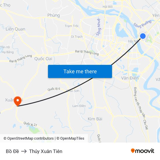 Bồ Đề to Thủy Xuân Tiên map