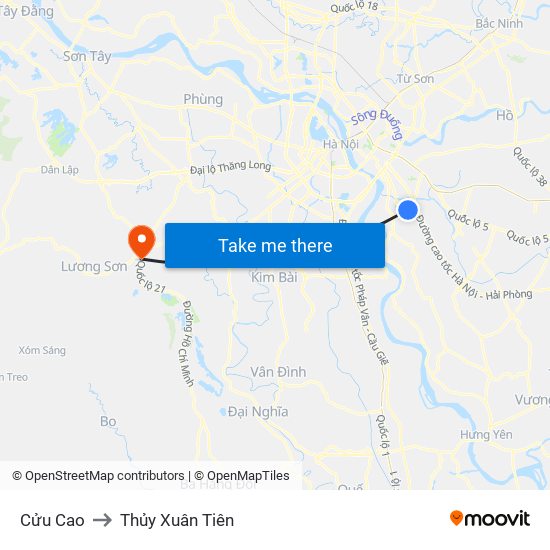 Cửu Cao to Thủy Xuân Tiên map