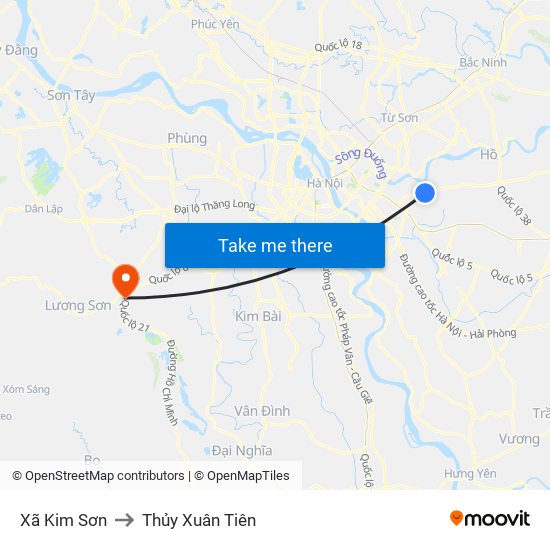 Xã Kim Sơn to Thủy Xuân Tiên map