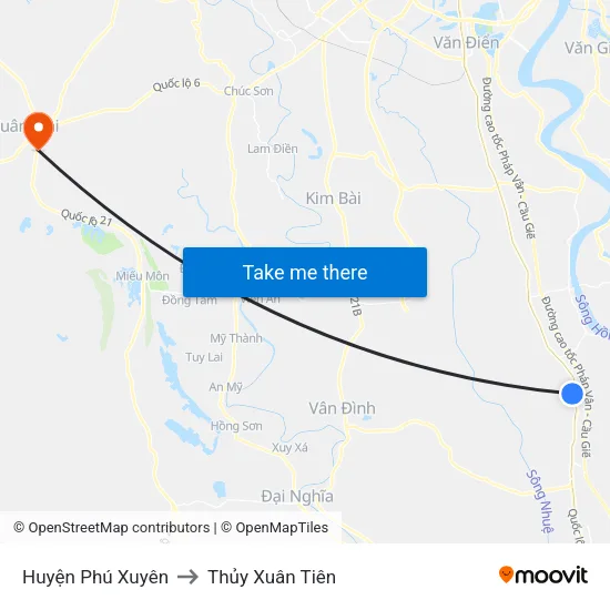 Huyện Phú Xuyên to Thủy Xuân Tiên map