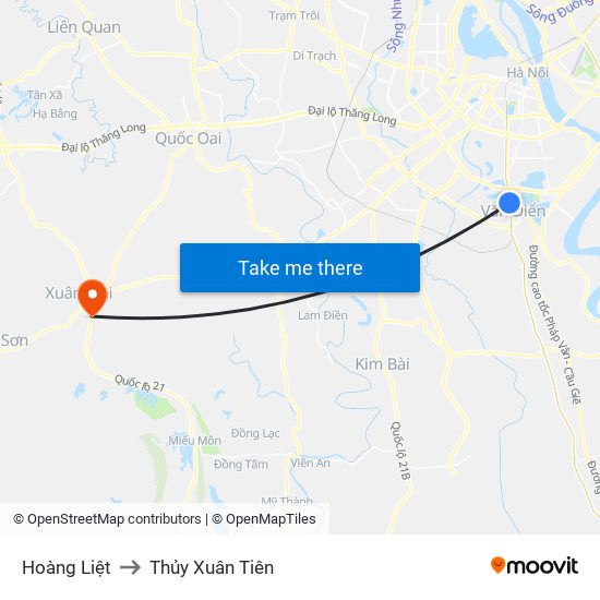 Hoàng Liệt to Thủy Xuân Tiên map