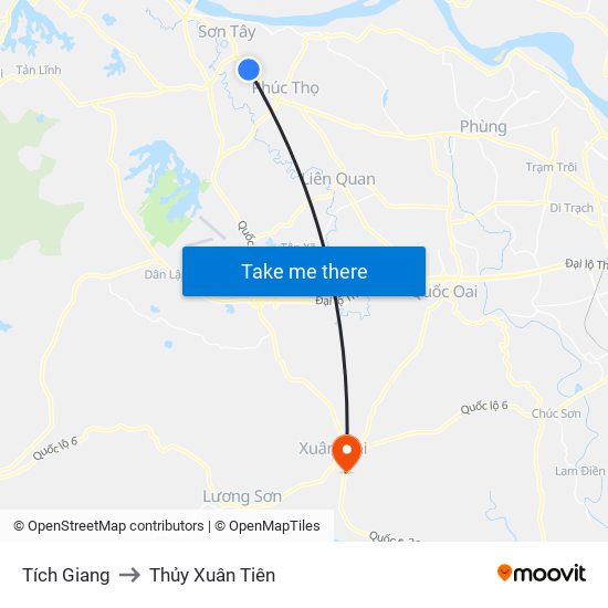 Tích Giang to Thủy Xuân Tiên map