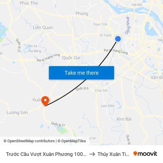 Trước Cầu Vượt Xuân Phương 100m to Thủy Xuân Tiên map