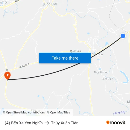(A) Bến Xe Yên Nghĩa to Thủy Xuân Tiên map