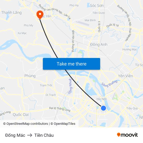 Đống Mác to Tiền Châu map