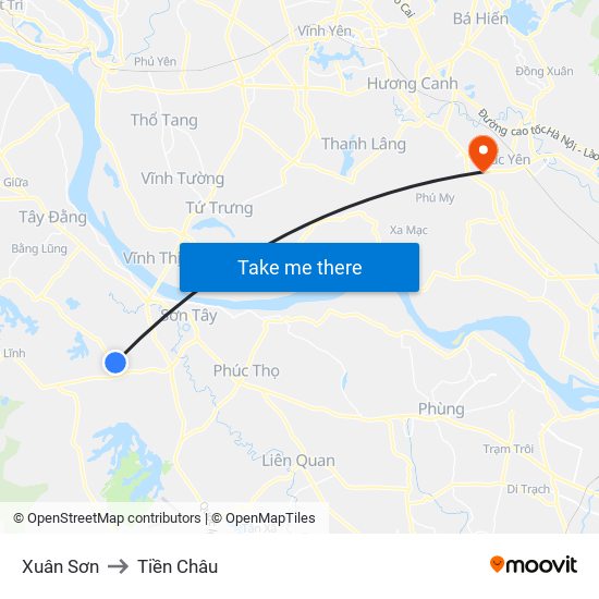 Xuân Sơn to Tiền Châu map