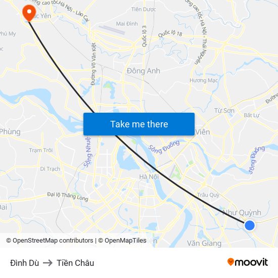 Đình Dù to Tiền Châu map