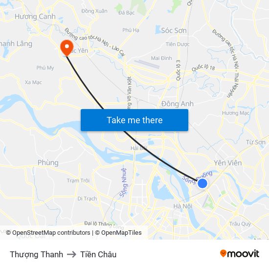 Thượng Thanh to Tiền Châu map