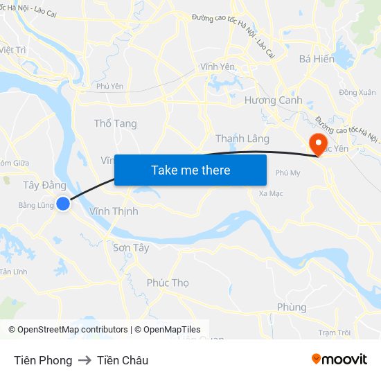 Tiên Phong to Tiền Châu map