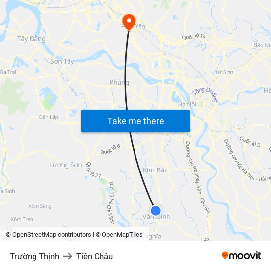 Trường Thịnh to Tiền Châu map