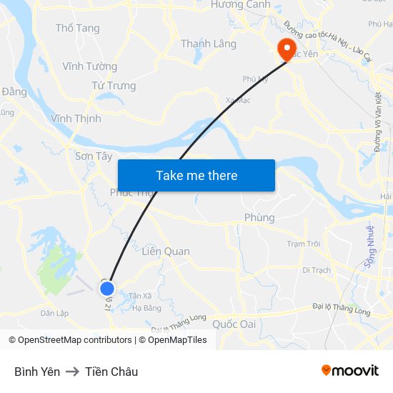Bình Yên to Tiền Châu map