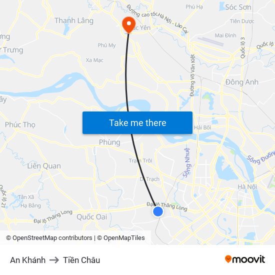 An Khánh to Tiền Châu map