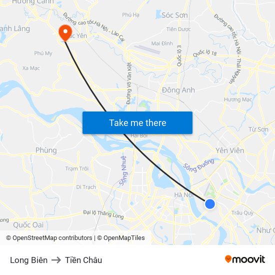 Long Biên to Tiền Châu map