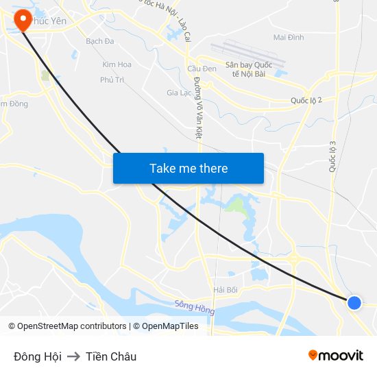 Đông Hội to Tiền Châu map