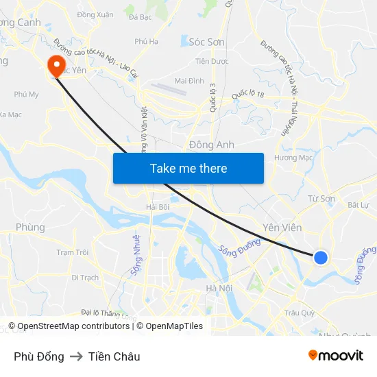 Phù Đổng to Tiền Châu map