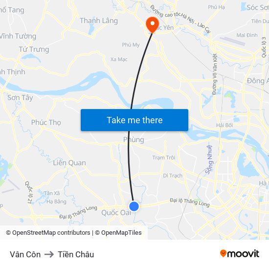 Vân Côn to Tiền Châu map