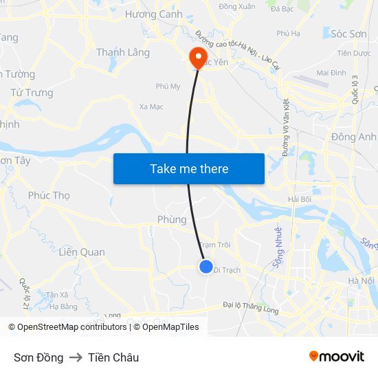 Sơn Đồng to Tiền Châu map