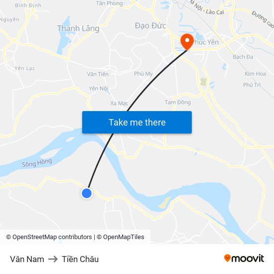 Vân Nam to Tiền Châu map