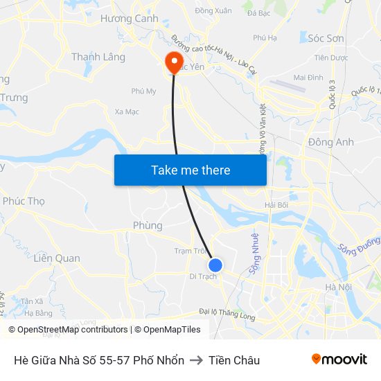 Hè Giữa Nhà Số 55-57 Phố Nhổn to Tiền Châu map