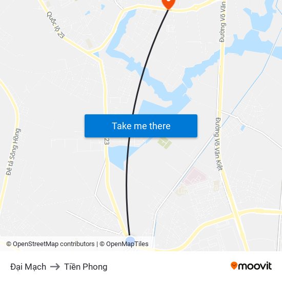 Đại Mạch to Tiền Phong map