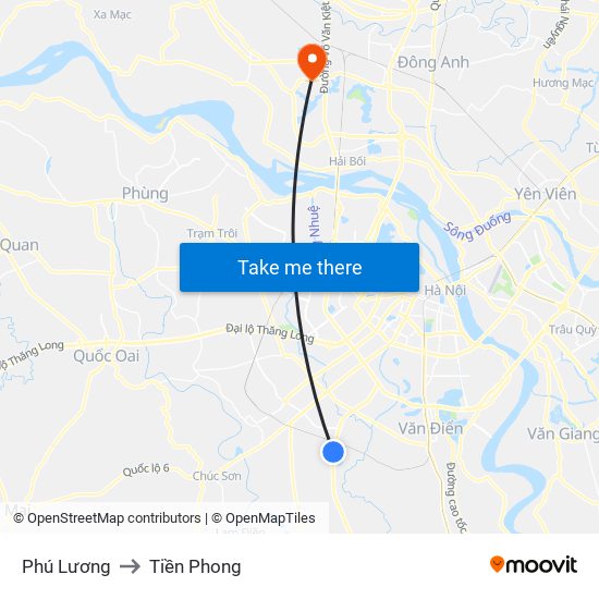Phú Lương to Tiền Phong map