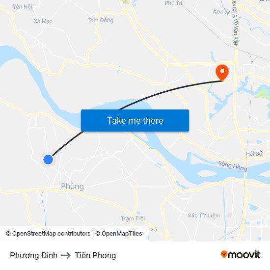 Phương Đình to Tiền Phong map