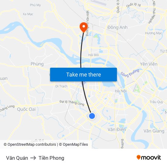 Văn Quán to Tiền Phong map