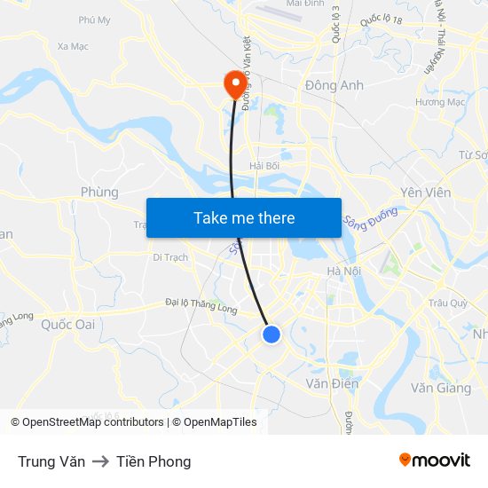 Trung Văn to Tiền Phong map