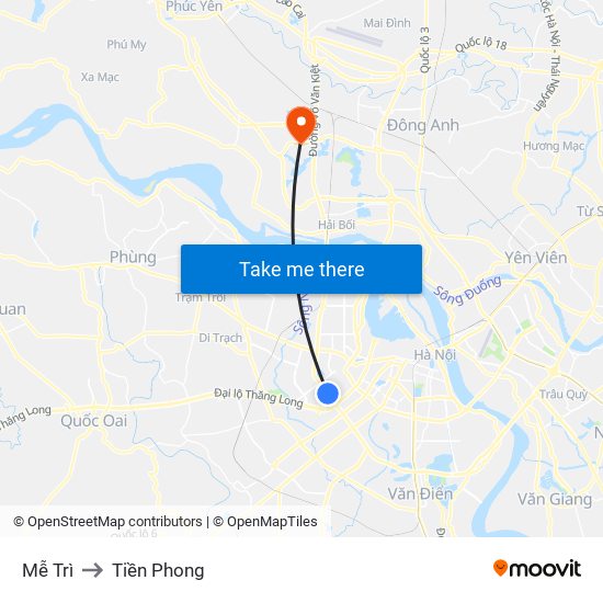 Mễ Trì to Tiền Phong map