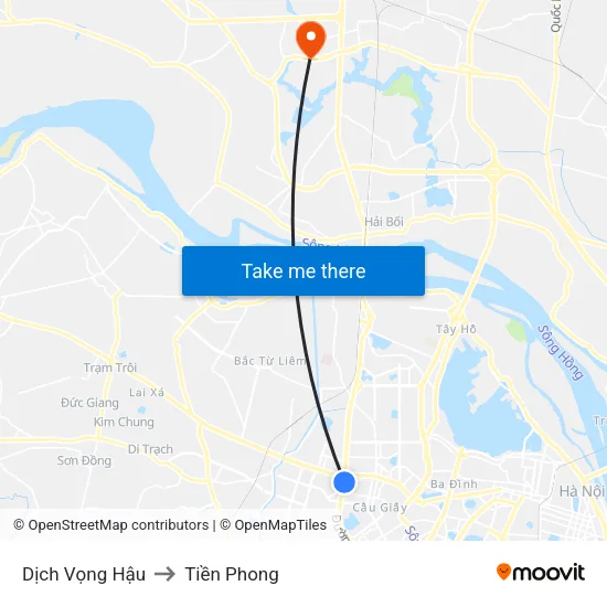 Dịch Vọng Hậu to Tiền Phong map