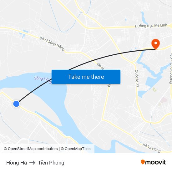 Hồng Hà to Tiền Phong map