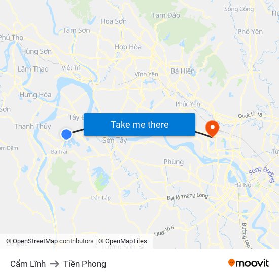 Cẩm Lĩnh to Tiền Phong map