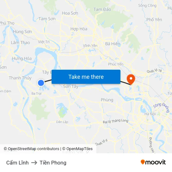 Cẩm Lĩnh to Tiền Phong map