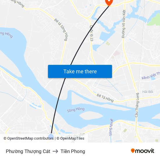 Phường Thượng Cát to Tiền Phong map