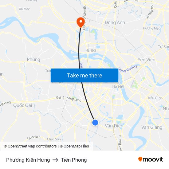 Phường Kiến Hưng to Tiền Phong map