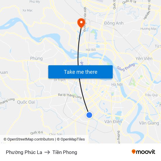 Phường Phúc La to Tiền Phong map