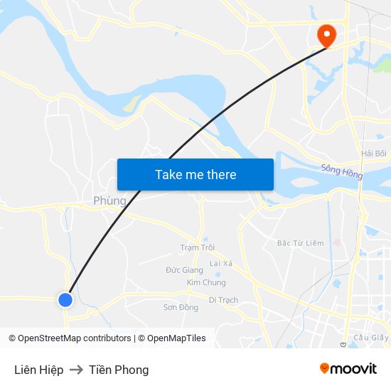 Liên Hiệp to Tiền Phong map