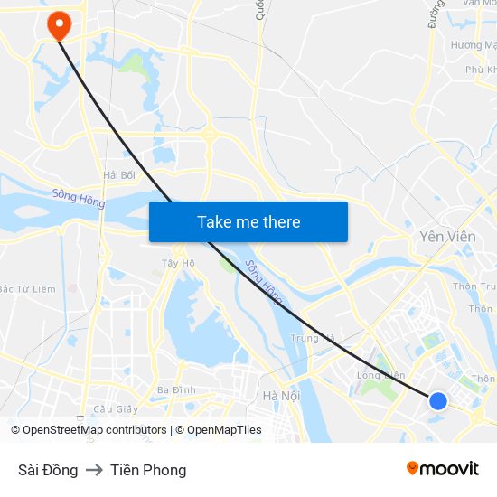 Sài Đồng to Tiền Phong map