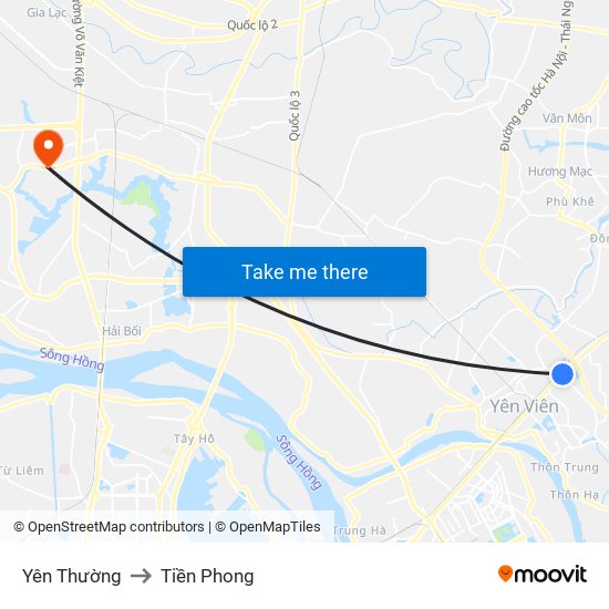Yên Thường to Tiền Phong map